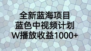 全新蓝海项目，蓝色中视频计划，1W播放量1000+【揭秘】-易得个人分享