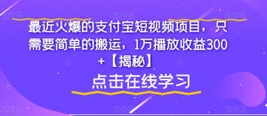 最近火爆的支付宝短视频项目，只需要简单的搬运，1万播放收益300+【揭秘】-易得个人分享