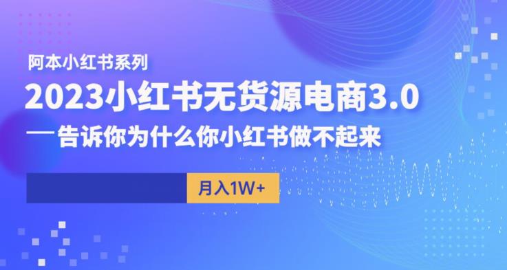 阿本小红书无货源电商3.0，告诉你为什么你小红书做不起来-易得个人分享