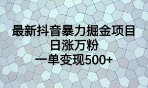 最新抖音暴力掘金项目，日涨万粉，一单变现500+【揭秘】-易得个人分享