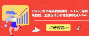 2023小红书电商视频课程，0-1入门保姆级教程，全盘玩法小白也能做到月入2w+-易得个人分享