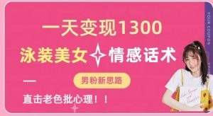 一天变现1300，泳装美女+情感话术，提供素材，无脑矩阵操作【揭秘】-易得个人分享