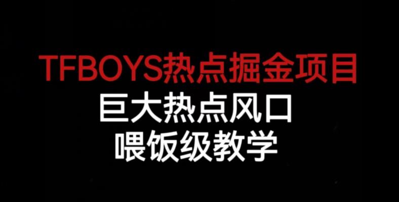 TFBOYS热点掘金项目，巨大热点风口，喂饭级教学-易得个人分享