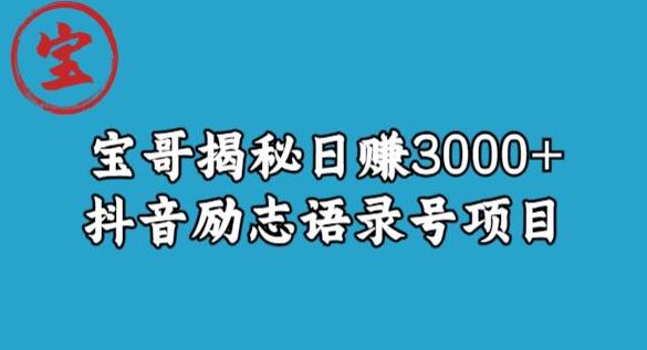 宝哥揭秘日赚3000+抖音励志语录号短视频变现项目-易得个人分享