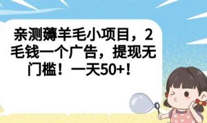 亲测薅羊毛小项目，2毛钱一个广告，提现无门槛！一天50+【揭秘】-易得个人分享