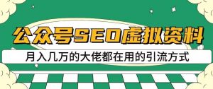 公众号SEO虚拟资料，操作简单，日入500+，可批量操作【揭秘】-易得个人分享