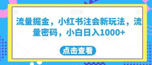 流量掘金，小红书注会新玩法，流量密码，小白日入1000+【揭秘】-易得个人分享