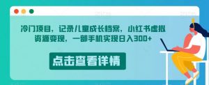 冷门项目，记录儿童成长档案，小红书虚拟资源变现，一部手机实现日入300+【揭秘】-易得个人分享