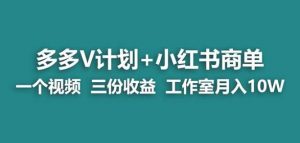 【蓝海项目】多多v计划+小红书商单一个视频三份收益工作室月入10w-易得个人分享