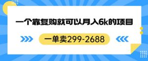 一单卖299-2688，一个靠复购就可以月入6k的暴利项目【揭秘】-易得个人分享