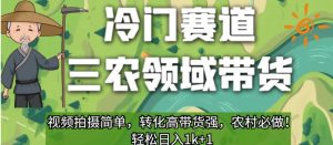 冷门赛道三农领域带货，视频拍摄简单，转化高带货强，农村必做！【揭秘】-易得个人分享