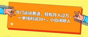 冷门运动赛道，轻松月入过万，一单纯利润30+，小白闭眼入【揭秘】-易得个人分享
