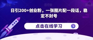 日引200+创业粉，一张图片配一段话，稳定不封号【揭秘】-易得个人分享