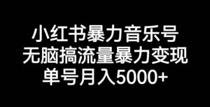 小红书暴力音乐号，无脑搞流量暴力变现，单号月入5000+-易得个人分享