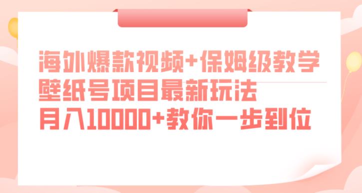 海外爆款视频+保姆级教学，壁纸号项目最新玩法，月入10000+教你一步到位【揭秘】-易得个人分享