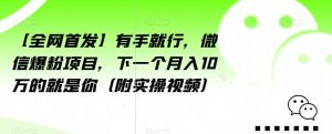 【全网首发】有手就行，微信爆粉项目，下一个月入10万的就是你（附实操视频）【揭秘】-易得个人分享