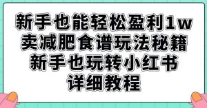新手也能轻松盈利1w，卖减肥食谱玩法秘籍，新手也玩转小红书详细教程【揭秘】-易得个人分享