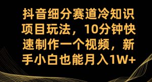 抖音细分赛道冷知识项目玩法，10分钟快速制作一个视频，新手小白也能月入1W+【揭秘】-易得个人分享