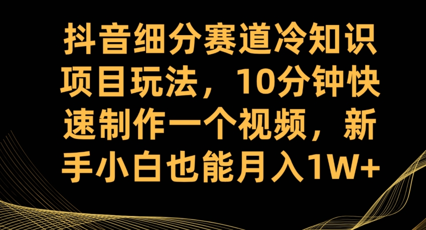 抖音细分赛道冷知识项目玩法，10分钟快速制作一个视频，新手小白也能月入1W+【揭秘】-易得个人分享