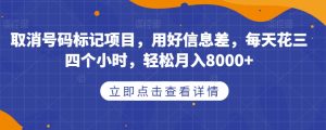 取消号码标记项目，用好信息差，每天花三四个小时，轻松月入8000+【揭秘】-易得个人分享