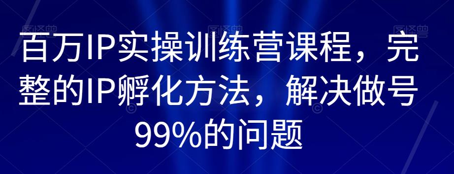 百万IP实操训练营课程，完整的IP孵化方法，解决做号99%的问题-易得个人分享