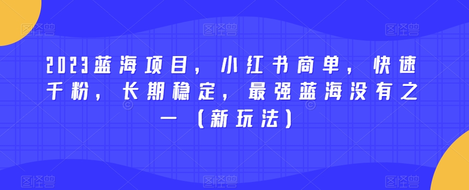 2023蓝海项目，小红书商单，快速千粉，长期稳定，最强蓝海没有之一（新玩法）-易得个人分享