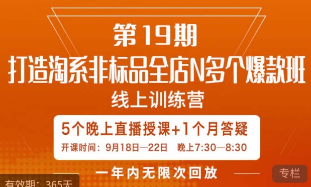 打造淘系非标全店N多个爆款线上课，​5天直播课-易得个人分享