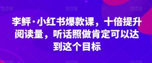 李鲆·小红书爆款课，十倍提升阅读量，听话照做肯定可以达到这个目标-易得个人分享