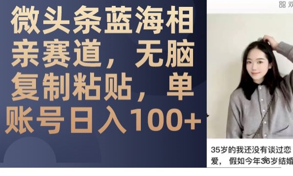 微头条蓝海相亲赛道，无脑复制粘贴，单账号日入100+-易得个人分享