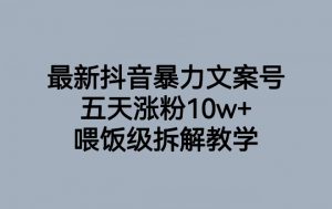 最新抖音暴力文案号，五天涨粉10w+，喂饭级拆解教学-易得个人分享