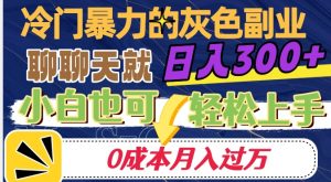 冷门暴利的副业项目，聊聊天就能日入300+，0成本月入过万【揭秘】-易得个人分享