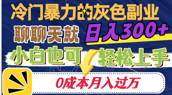 冷门暴利的副业项目，聊聊天就能日入300+，0成本月入过万【揭秘】-易得个人分享