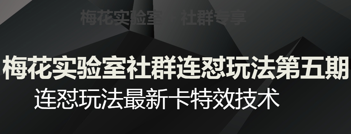 梅花实验室社群连怼玩法第五期，视频号连怼玩法最新卡特效技术-易得个人分享