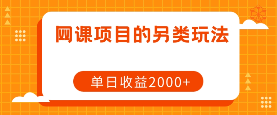 网课项目的另类玩法，单日收益2000+【揭秘】-易得个人分享