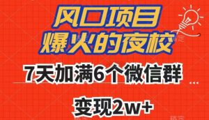 全网首发，爆火的夜校，7天加满6个微信群，变现2w+【揭秘】-易得个人分享