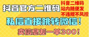 价值3000的技术！抖音二维码直跳微信！站内无限发不违规！-易得个人分享