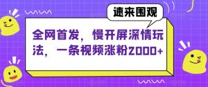 全网首发，慢开屏深情玩法，一条视频涨粉2000+【揭秘】-易得个人分享