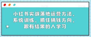 小红书实战落地运营方法，系统训练，抓住搞钱方向，跟有结果的人学习-易得个人分享