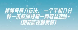 视频号暴力玩法，一个手机几分钟一条原创视频一周收益3800+（附820G视频素材）-易得个人分享