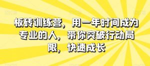 板砖训练营，用一年时间成为专业的人，带你突破行动局限，快速成长-易得个人分享