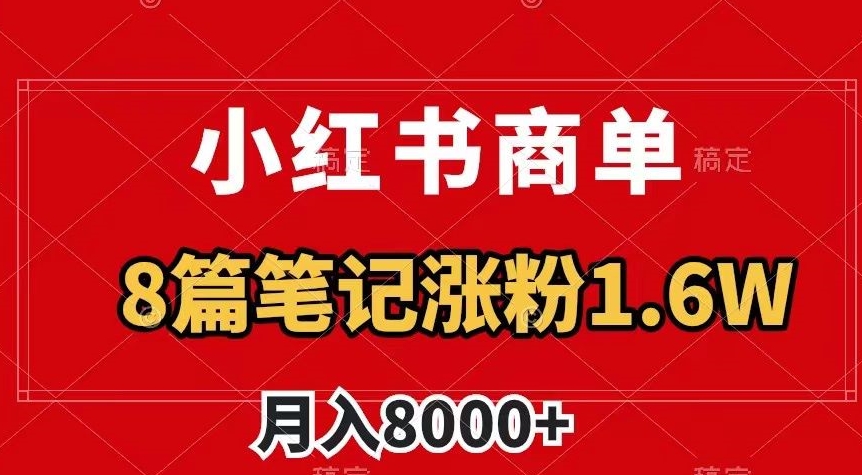 小红书商单最新玩法，8篇笔记涨粉1.6w，作品制作简单，月入8000+【揭秘】-易得个人分享