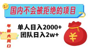 在国内不怕被拒绝的项目，单人日入2000，团队日入20000+【揭秘】-易得个人分享