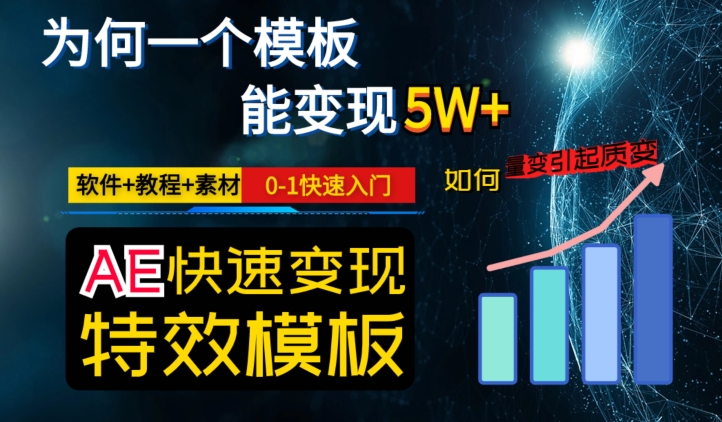 AE视频特效模板变现月入3-5W,0-1快速入门,软件+教程+素材-易得个人分享