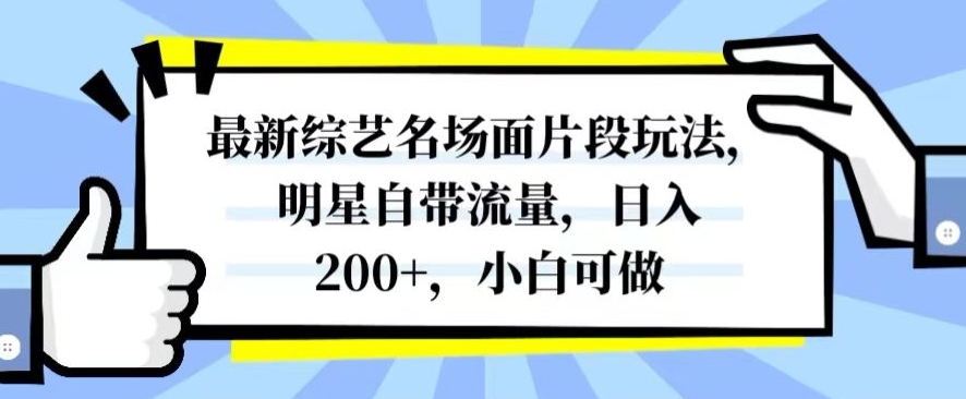 最新综艺名场面片段玩法，明星自带流量，日入200+，小白可做【揭秘】-易得个人分享