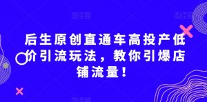 后生原创直通车高投产低价引流玩法，教你引爆店铺流量！-易得个人分享
