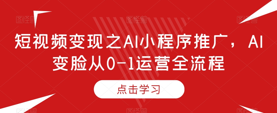 短视频变现之AI小程序推广，AI变脸从0-1运营全流程-易得个人分享