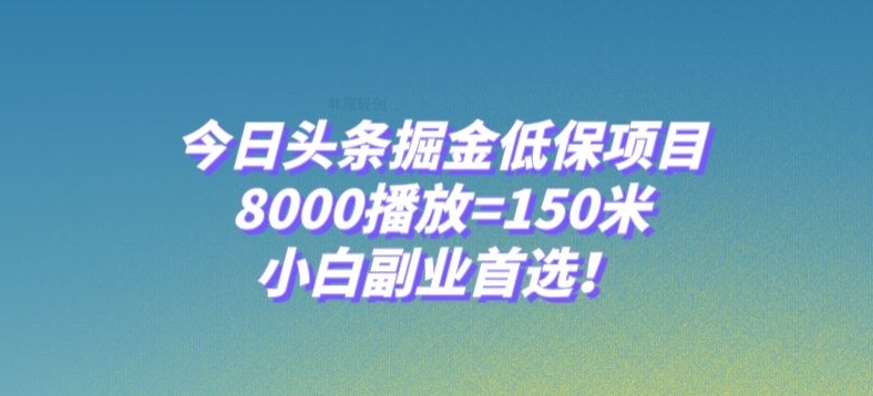 今日头条掘金低保项目，8000播放=150米，小白副业首选【揭秘】-易得个人分享