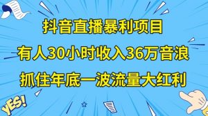 抖音直播暴利项目，有人30小时收入36万音浪，公司宣传片年会视频制作，抓住年底一波流量大红利【揭秘】-易得个人分享