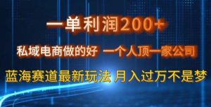 一单利润200私域电商做的好，一个人顶一家公司蓝海赛道最新玩法【揭秘】-易得个人分享