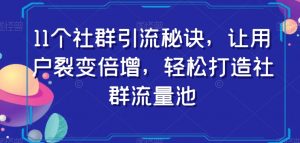 11个社群引流秘诀，让用户裂变倍增，轻松打造社群流量池-易得个人分享